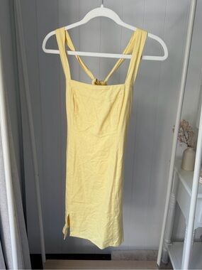 Revolve Mink Pink Yellow Sleeveless Square neck Mini Linen Summer Dress